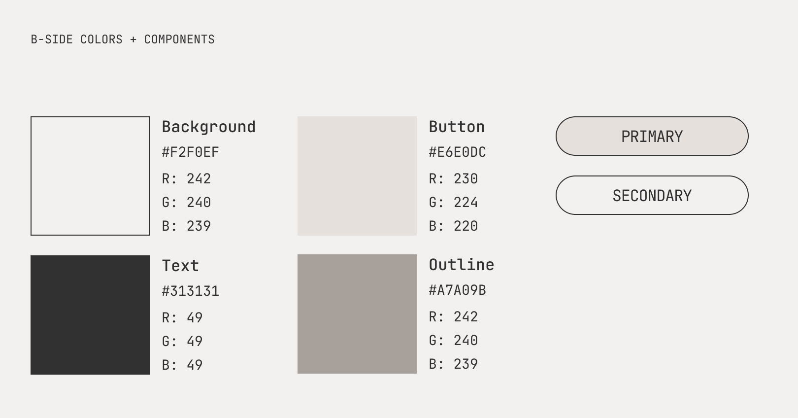 B-Side colors and components for visual identity