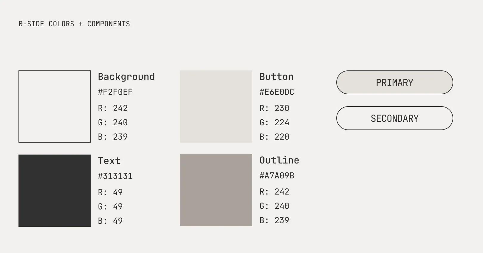 B-Side colors and components for visual identity